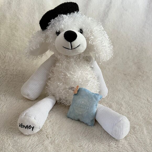 Scentsy Buddies Pari The Poodle 16 Inch Plush Stuffed Dog White Black Beret Toy - Picture 1 of 7